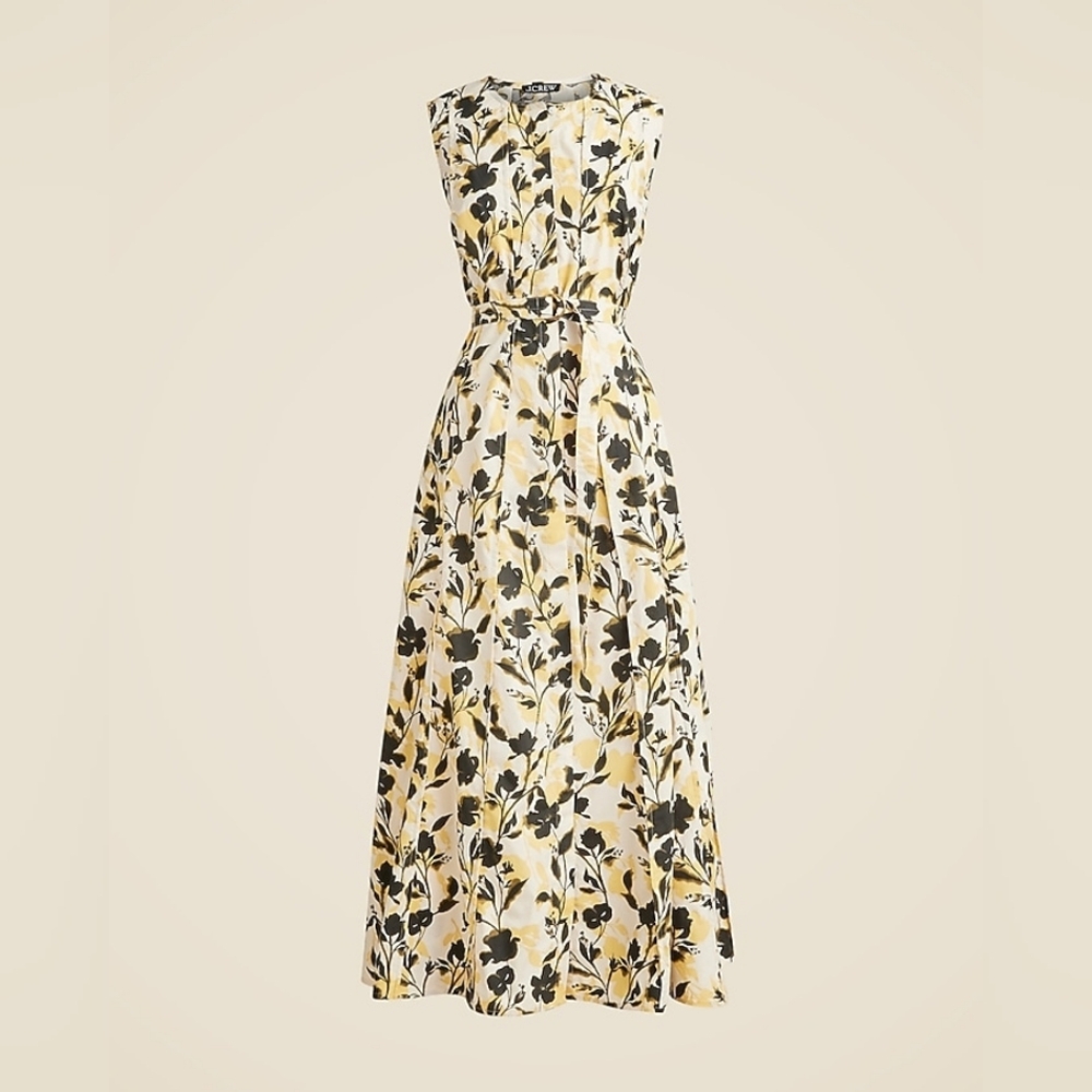 Floral Seamed midi dress with removable belt - Small